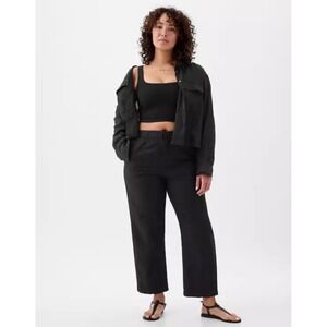 New Gap Pants Size XXL Tall High Rise Linen Cotton Pull On Wide Leg Black NWOT